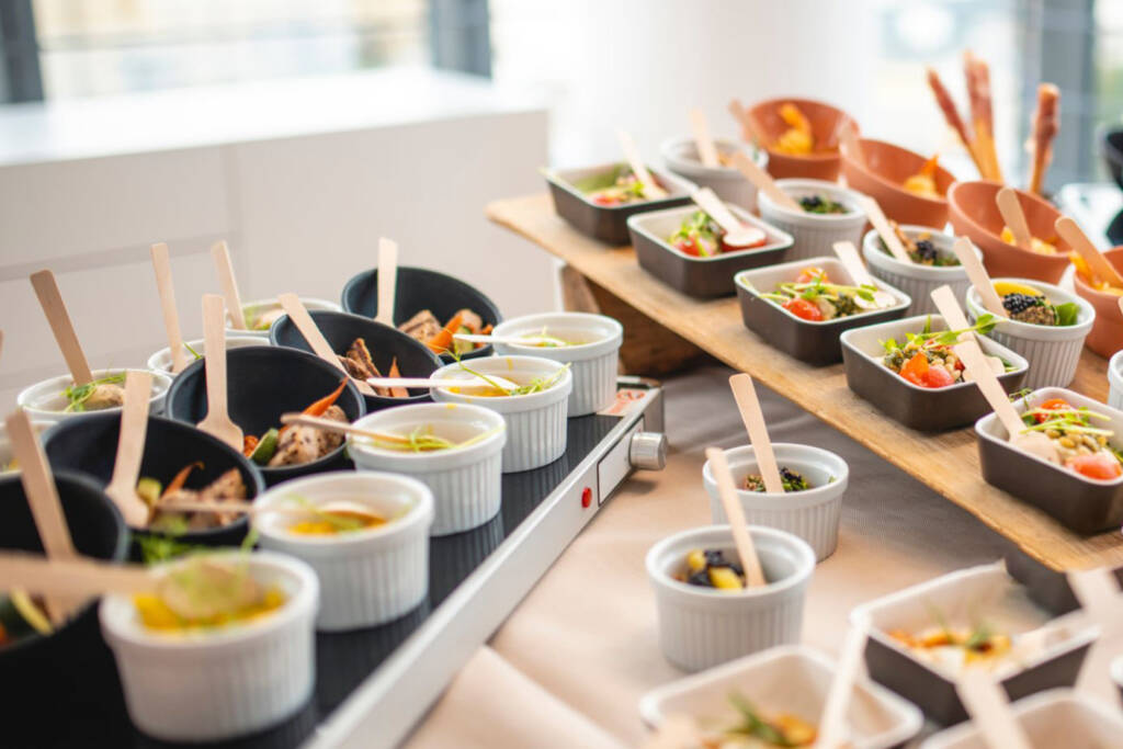 Live food counters with individual portion servings