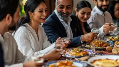Professionals enjoying a meal, showcasing corporate catering.